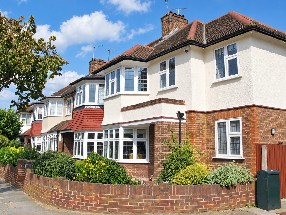 Semi-detached family homes on a quiet residential street